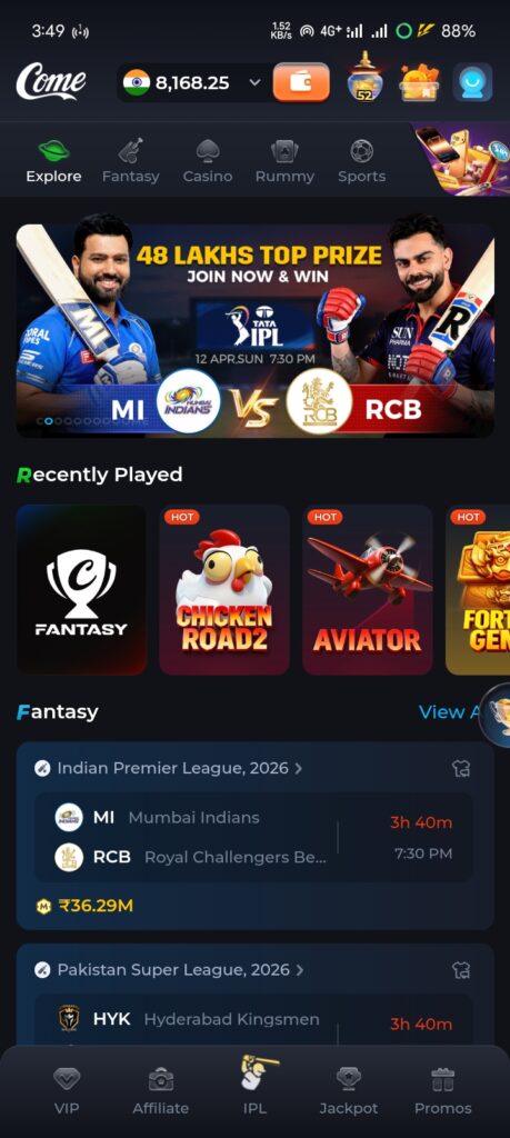 Comegame apk, comegame, come game, come game app, sports fantasy come game ipl 2026 new slots games rummy download